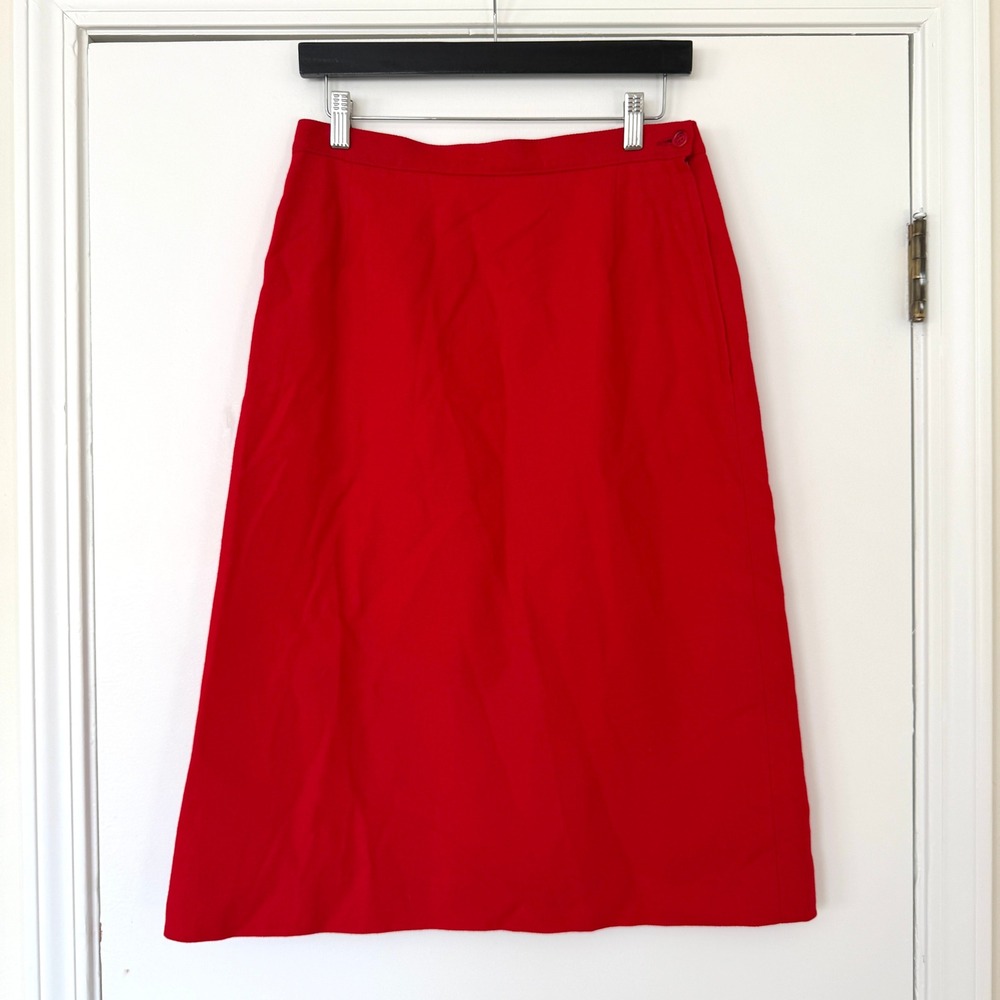 Pendleton‎ Red Virgin Wool Midi Skirt Vintage Made in USA Size 12 EUC